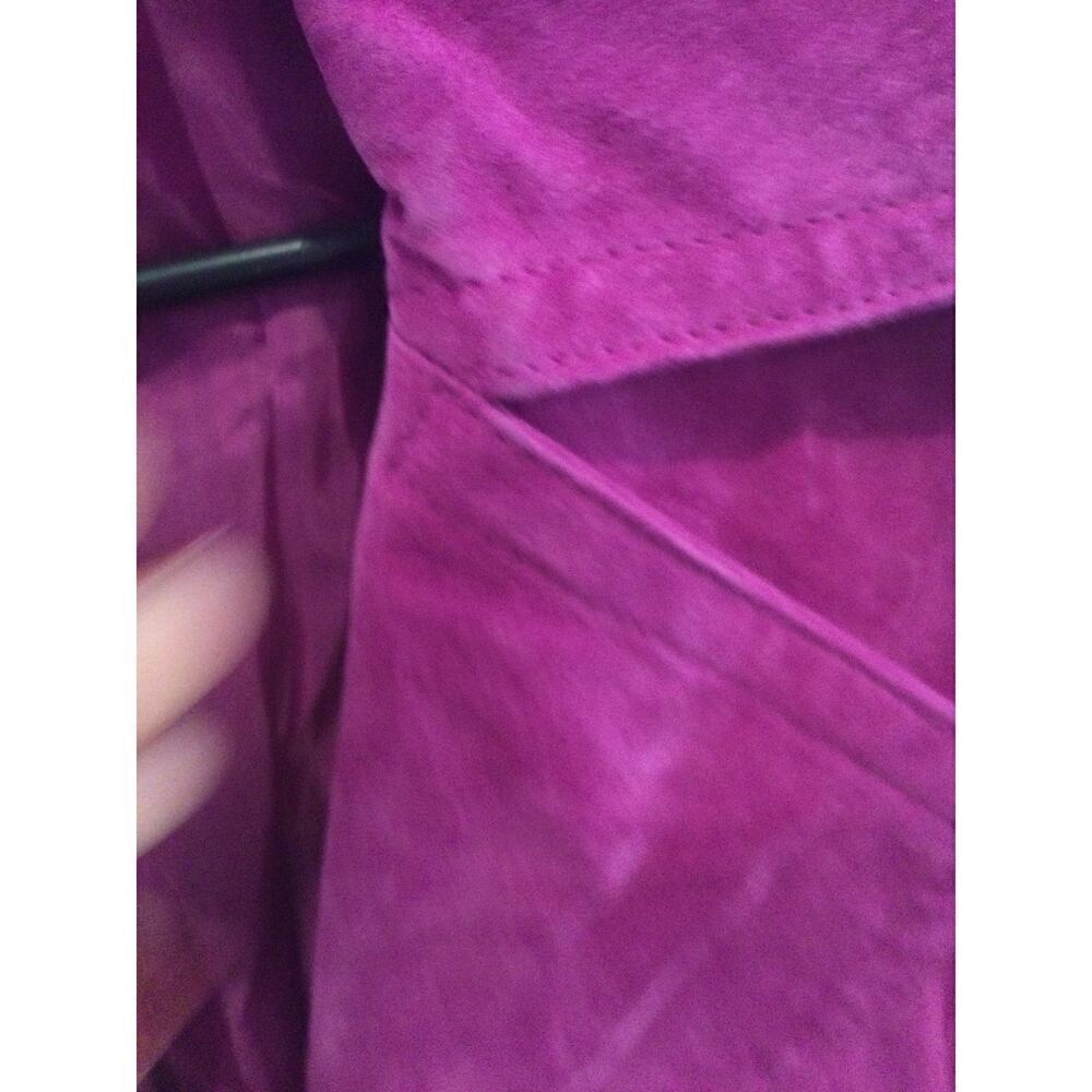 Chico’s Womens Leather Jacket Size 1 Medium Fuchsia Purple Whimsigoth Fairy Y2K - Picture 9 of 11